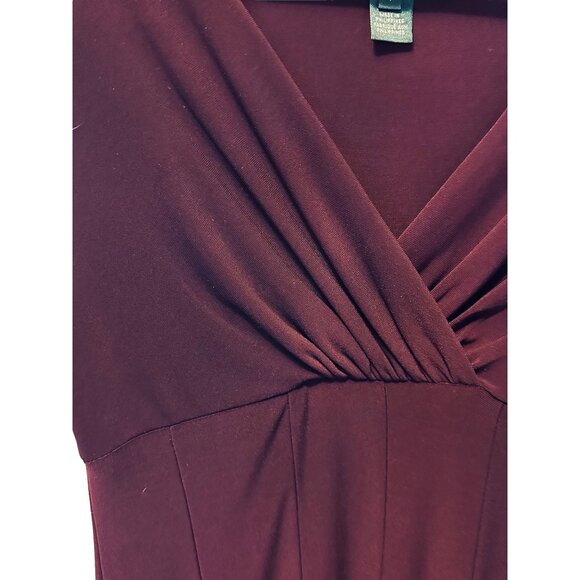 ✌️ 2/$40 ✌️ Cap Sleeve Deep Purple Ralph Lauren Mid Length V-Neck Dress sz 4 - Picture 2 of 6